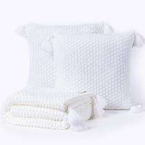 Kit Manta Sala Sofa Cama Queen 230X60 + 2 Capas 45X45 Branco