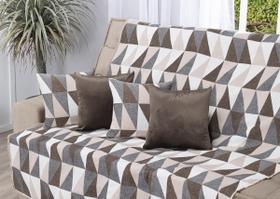 Kit Manta Sofá 1,35 X 1,50 + 4 Capas Almofada Jacquard E