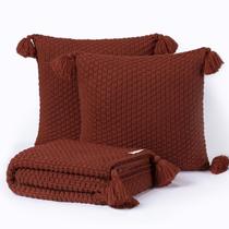 Kit Manta Sofa Cama Casal 180X90 + 2 Capas 50X30 Terracota