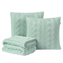 Kit Manta Sofá Cama Casal + 2 Capas 45X45 Viena Menta