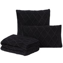 Kit Manta Sofá Cama Casal + 2 Capas 50X50 Paris Preto