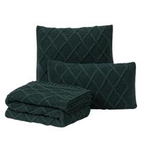 Kit Manta Sofá Cama Casal + 2 Capas 50X50 Paris Verde