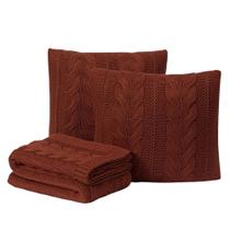 Kit Manta Sofá Cama Casal + 2 Capas 50X50 Viena Terracota