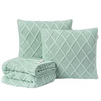 Kit Manta Sofá Cama King + 2 Capas 45X45 Paris Menta