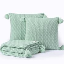 Kit Manta Sofa Cama Solteiro 150X90 + 2 Capas 50X30 Menta