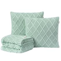 Kit Manta Sofá Cama Solteiro + 2 Capas 45X45 Paris Menta