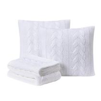 Kit Manta Sofá Cama Solteiro + 2 Capas 45X45 Viena Branco