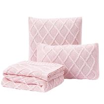 Kit Manta Sofá Cama Solteiro + 2 Capas 50X50 Paris Rosa