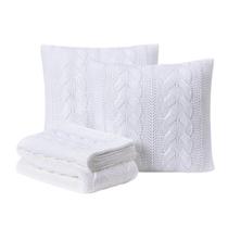 Kit Manta Sofá Cama Solteiro + 2 Capas 50X50 Viena Branco