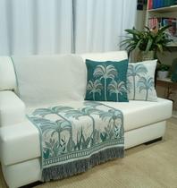 Kit Manta Sofá Dupla Face 3 Peças - Verde Floresta