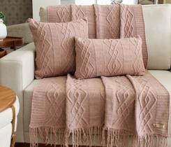 KIT MANTA SOFA TRICO DECORATICA 150X90cm +2 CAPA DE ALMOFADA