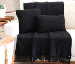 KIT MANTA SOFA TRICO DECORATICA 150X90cm +2 CAPA DE ALMOFADA