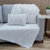 Kit Manta Sofa Trico Decorativa 150x90cm +2 Capa Almofada c3