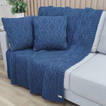Kit Manta Tricot Decorativa 120x150cm +2 Capas Almofada c001