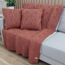 Kit Manta Tricot Decorativa 120x150cm +2 Capas Almofada c001