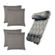 Kit Manta Xale 1,40 x 1,80 para Sofá e Cama Com 4 Capas Para Almofada