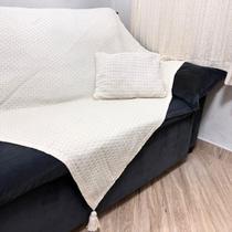 Kit Manta xale com 1 capa de almofada para Sofa Poltrona decorativa 1,45 x 1,35 Artesanal Lótus