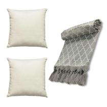 Kit Manta Xale de Sofá Grande 2,80 x 3,00 com 2 Capas de Almofadas