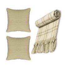 Kit Manta Xale de Sofá Grande Xadrez Bege 2,80 x 2,20 com 2 Capas de Almofadas Kit Manta Xale de Sofá Grande Xadrez Bege 2,80 x 2,20 com 2 Capas de Almofadas