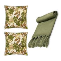 Kit Manta Xale de Sofá Lisa Com 2 Capas De Almofada Kit Manta Xale de Sofá Lisa Com 2 Capas De Almofada
