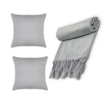 Kit Manta Xale Grande para Sofá e Cama Lisa Com 2 Capas de Almofada