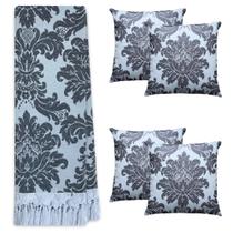 Kit Manta Xale Grande Para Sofá E Cama Protetora Com 4 Almofadas CHEIAS