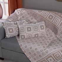 Kit Manta Xale para Sofá Jacquard 1,35x1,35m + 2 Almofadas