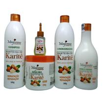 Kit Manteiga De Karité Maycrene 5 Produtos(shampoo, Condicionador, Máscara, Creme para Pentear e Óleo Reparador Karité 30ml)