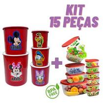 Kit Mantimentos 15 Peças 10 Potes De Plástico Transparentes + 5 Pote para Alimentos - casa bella