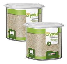 Kit Mantimentos 2 Potes Acrílico 3 Litros Tampa Branca Arroz Kit Mantimentos 2 Potes Acrílico 3 Litros Tampa Branca Arroz