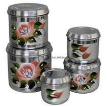 Kit Mantimentos Com 5 Peças Organizador Pote Flor Rosê Decorado Conjunto Arroz Açúcar Café Farinha Kit Mantimentos Com 5 Peças Organizador Pote Flor Rosê Decorado Conjunto Arroz Açúcar Café Farinha