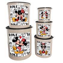 Kit Mantimentos Decorado 5 Peças Potes Para Alimentos Redondos