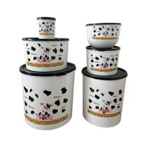 Kit Mantimentos Jogo 5 peças Redondo de plástico Armazenamento de alimentos