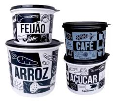 Kit Mantimentos Pb - 4 Peças Cor Preto E Branco