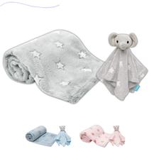 Kit mantinha cobertor infantil soninho do bebe poliéster pelucia macia com naninha aconchegante buba