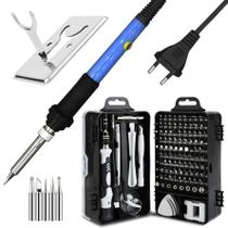 Kit Manutenção Celular Chaves Reparo 115em1 + Ferro Solda 60w com Ajuste Temperatura