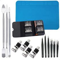 Kit Manutenção Celular Ferramentas Chaves Torx Manta Magnetica Pinças Espátulas Presilha para Tela