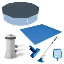 Kit Manutenção de Piscina Inflável Filtro 2.006 L/h Capa 366cm Forro Kit Limpeza 110v Kit Manutenção de Piscina Inflável Filtro 2.006 L/h Capa 366cm Forro Kit Limpeza 110v