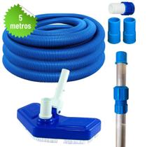 Kit Manutenção e Limpeza com Aspirador, Cabo 02 Metros e Mangueira para Piscinas Fibra, Vinil e Alvenaria uso Universal - Sol e Água Piscinas e Acessórios