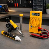 Kit Manutenção Eletrônica Profissional para Testes Reparos e Solda Kit Manutenção Eletrônica Profissional para Testes Reparos e Solda