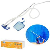 Kit Manutencao Limpeza Piscinas com Aspirador Peneira Mangueira Mor