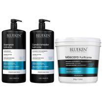 Kit Manutenção Purificante Shampoo e Condicionador Blueken 2,5L + Máscara Hidratante Purificante Blueken 1,5L