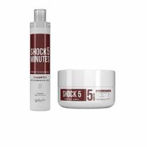 kit manutenção reconstrutor capilar shock 5 semelle hair shampoo 300ml e balm 300gr