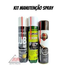 Kit Manutenção Spray - Lub40 300ml - Silicone Radnaq 300ml - Graxa Branca 250ml Corrente
