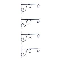 Kit Mão Francesa Suporte de Parede para Vaso de Flor Floreira 4 Peças em Ferro na cor Preta