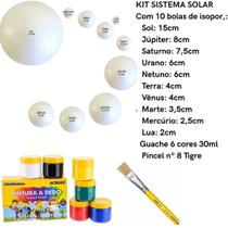 Kit Maquete Escolar Sistema Solar Planetas Bolas De Isopor Guache e Pincel Kit Maquete Escolar Sistema Solar Planetas Bolas De Isopor Guache e Pincel