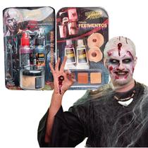 Kit Maquiagem Artística Feridas Coleção Ferimentos Fake Terror Halloween Total de 8 Produtos