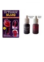 Kit Maquiagem Artistica Terror Halloween Queimadura e Sangue Falso - SLUG