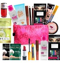 Kit Maquiagem Base Rimel Pó Água Micelar Sombra Completo. Kit Maquiagem Base Rimel Pó Água Micelar Sombra Completo.