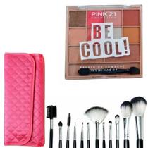 Kit Maquiagem Com Kit 12 Pincéis E Paleta De Sombras